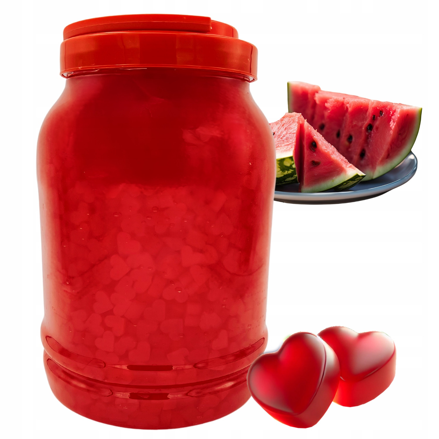 Želé Bonbony s pro Bubble Tea ve tvaru srdce melounová příchuť 3,8 kg Valentýn