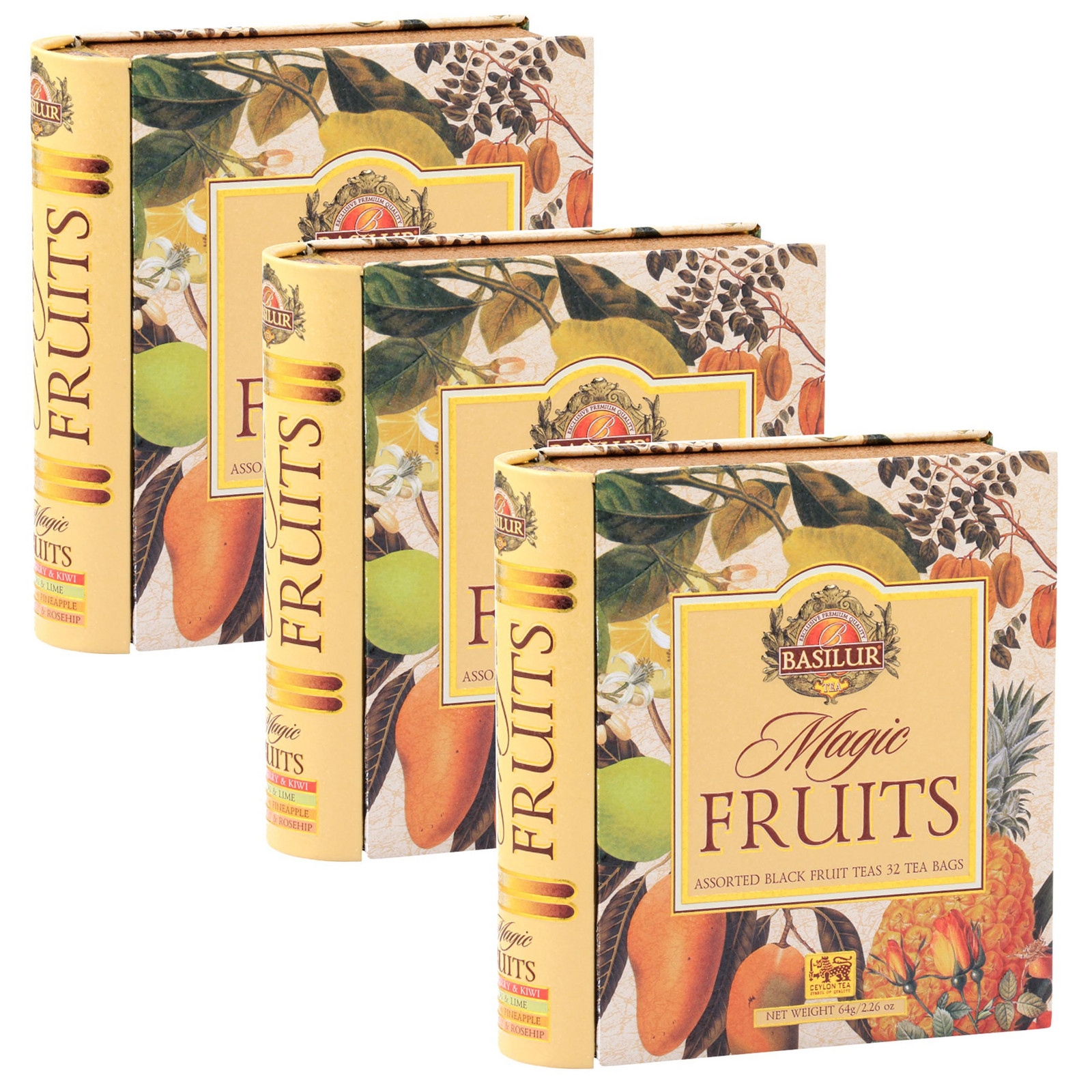 Basilur- Směs černých ovocných čajů v sáčcích 32x2g x3