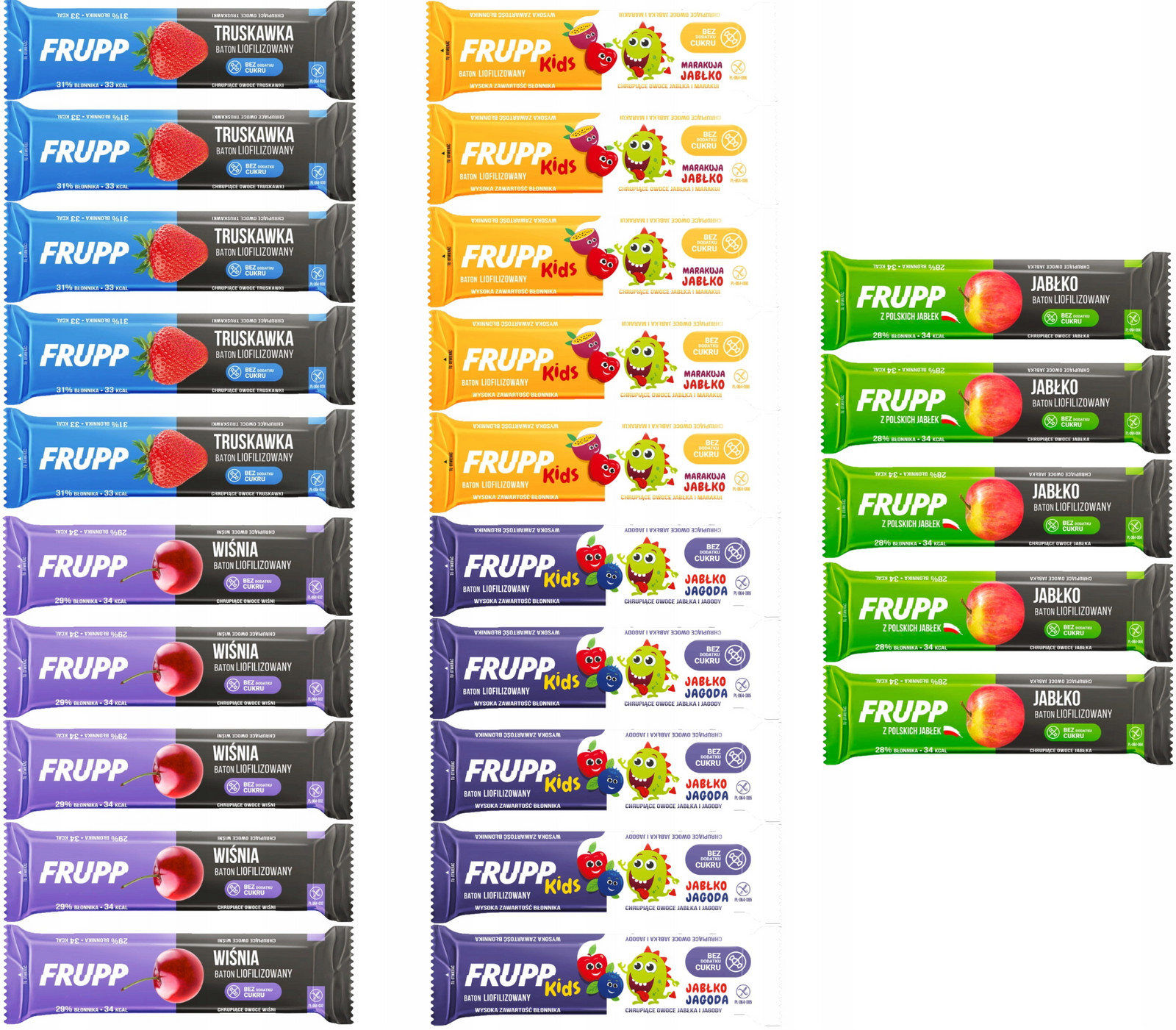 25 x Frupp Liofilizovaná tyčinka sušené ovocné tyčinky MIX 5 příchutí jahoda