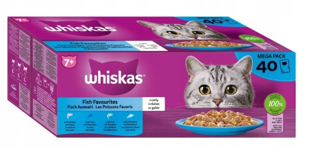 Whiskas 7+ Senior mokré krmivo pro kočky rybí příchutě v želé 40x85 g
