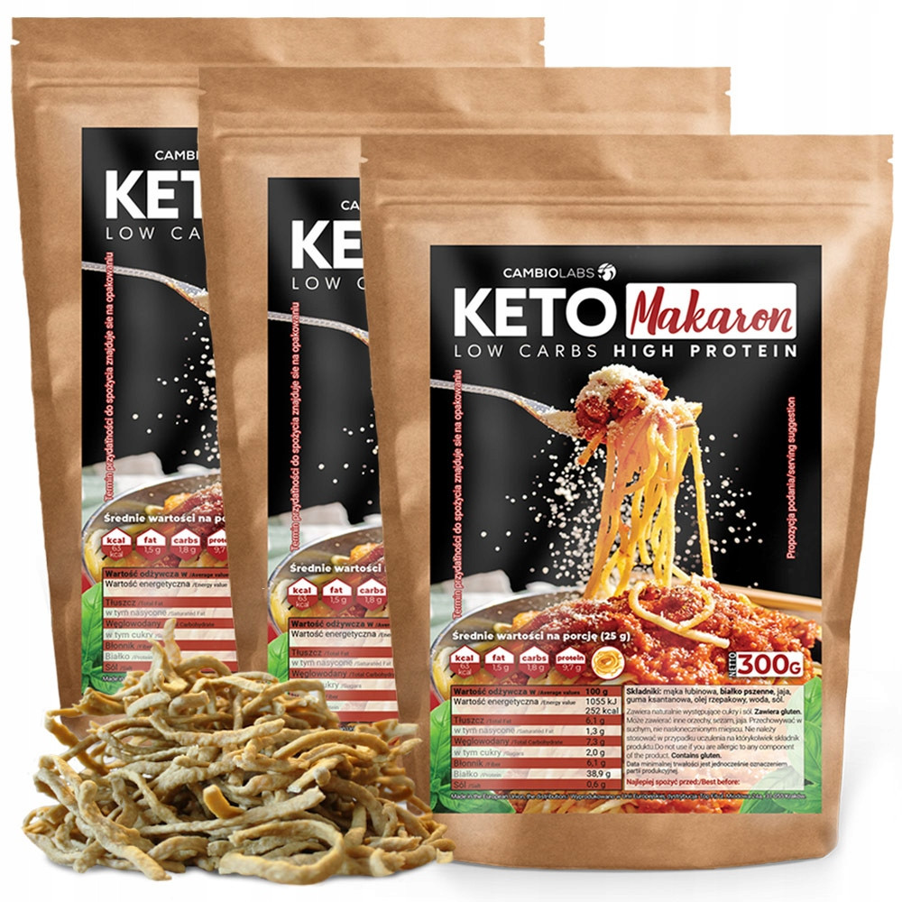 Keto Těstoviny Low carb Vysokoproteinový Proteinový bez cukru