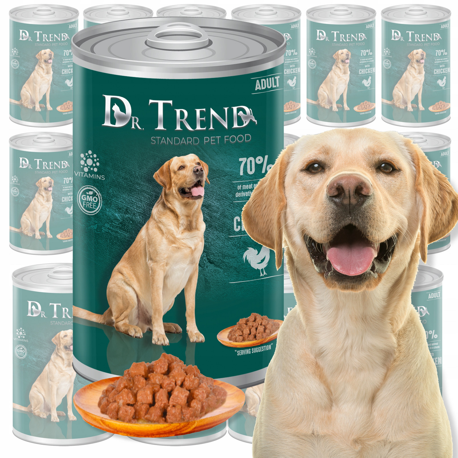 Dr. Trend vlhké krmivo pro psy 70% masa S Kuřecím Masem 16x1250 g