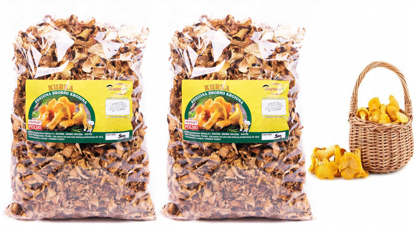 Kurka Jemně Krájená Grys 1kg Polsko Atest 2024 Nová Sklizeň sušené houby