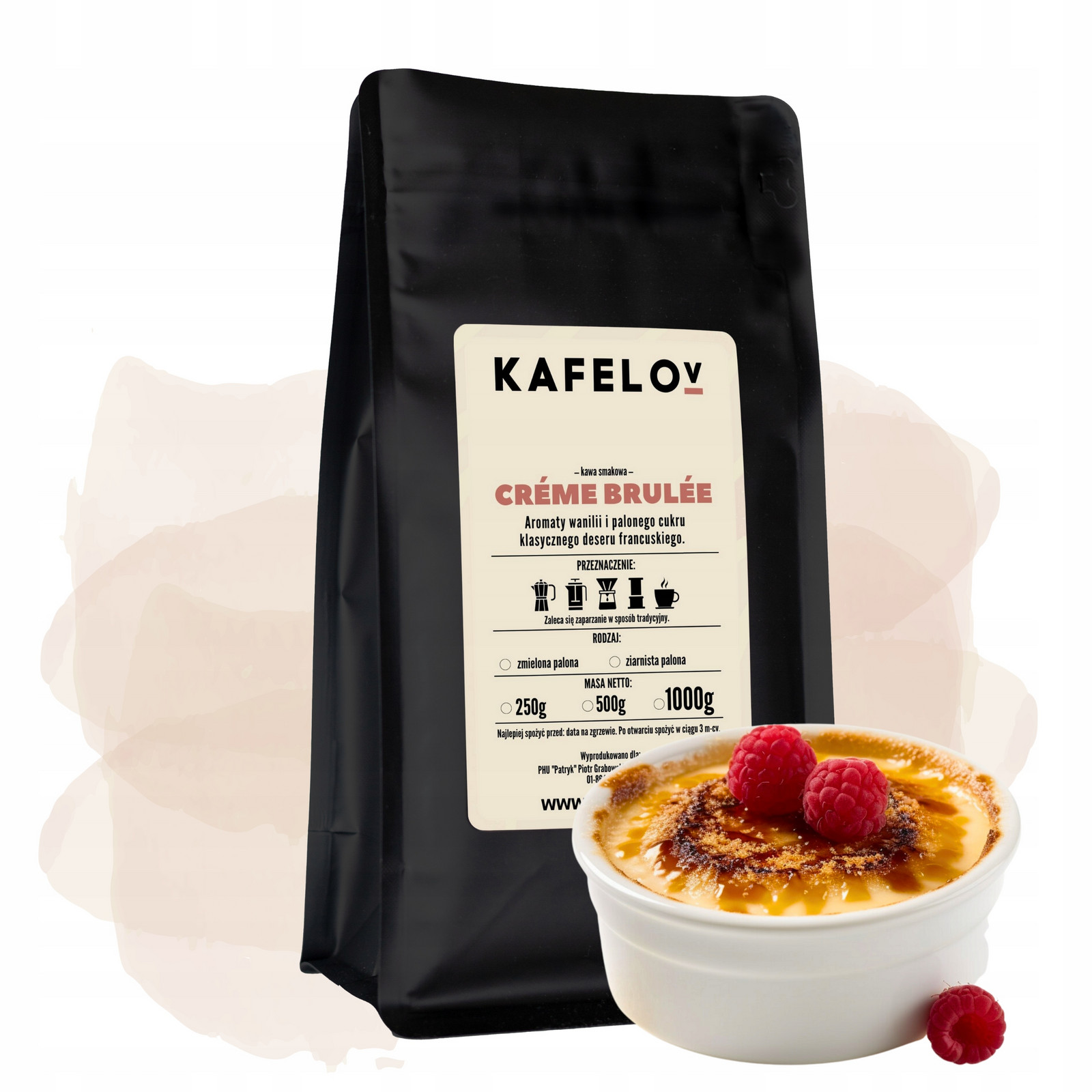 Káva ochucená zrnková 1 kg Creme Brulee Arabika čerstvě pražená