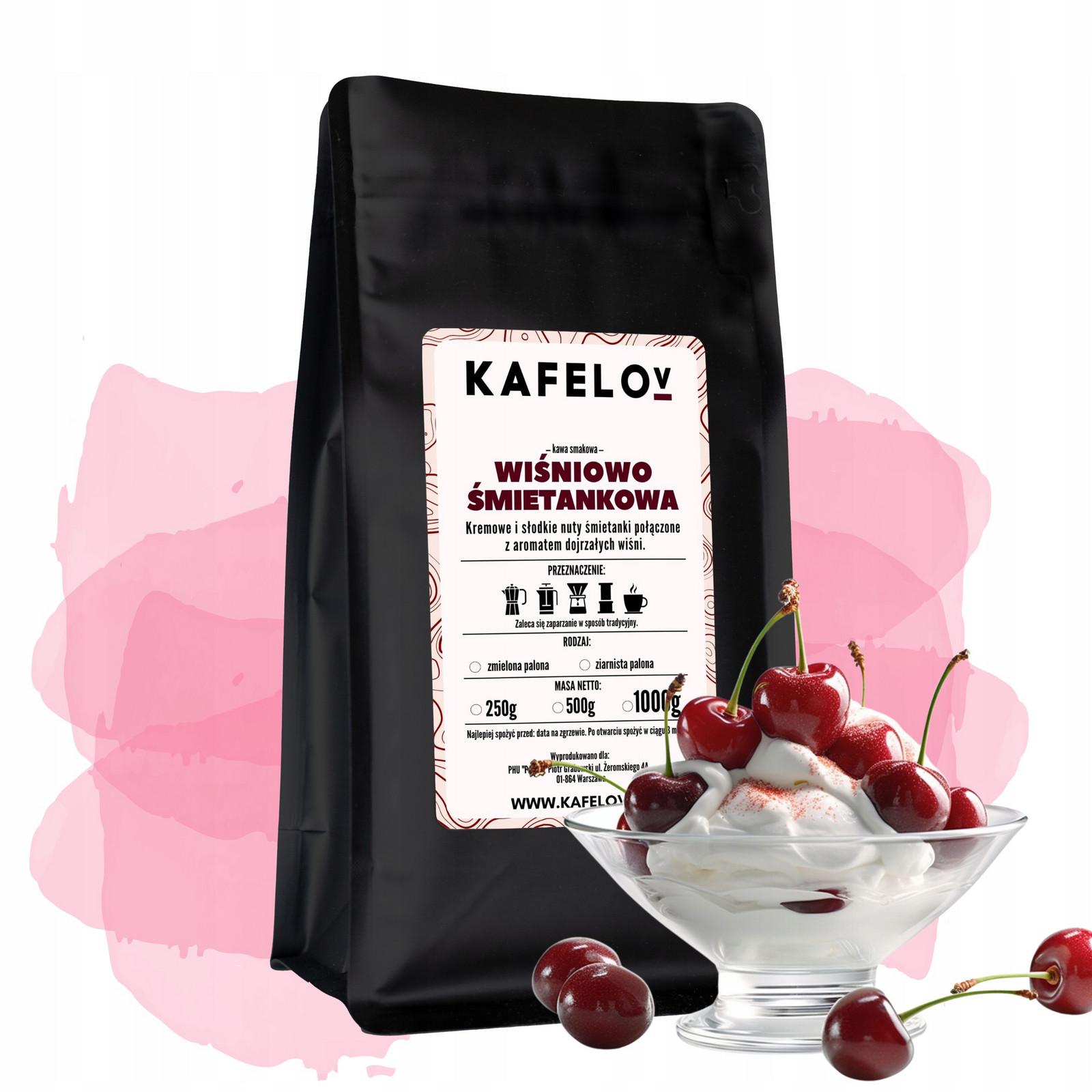 Káva Kafelov Wiśniowo Smetanová 1000g mletá