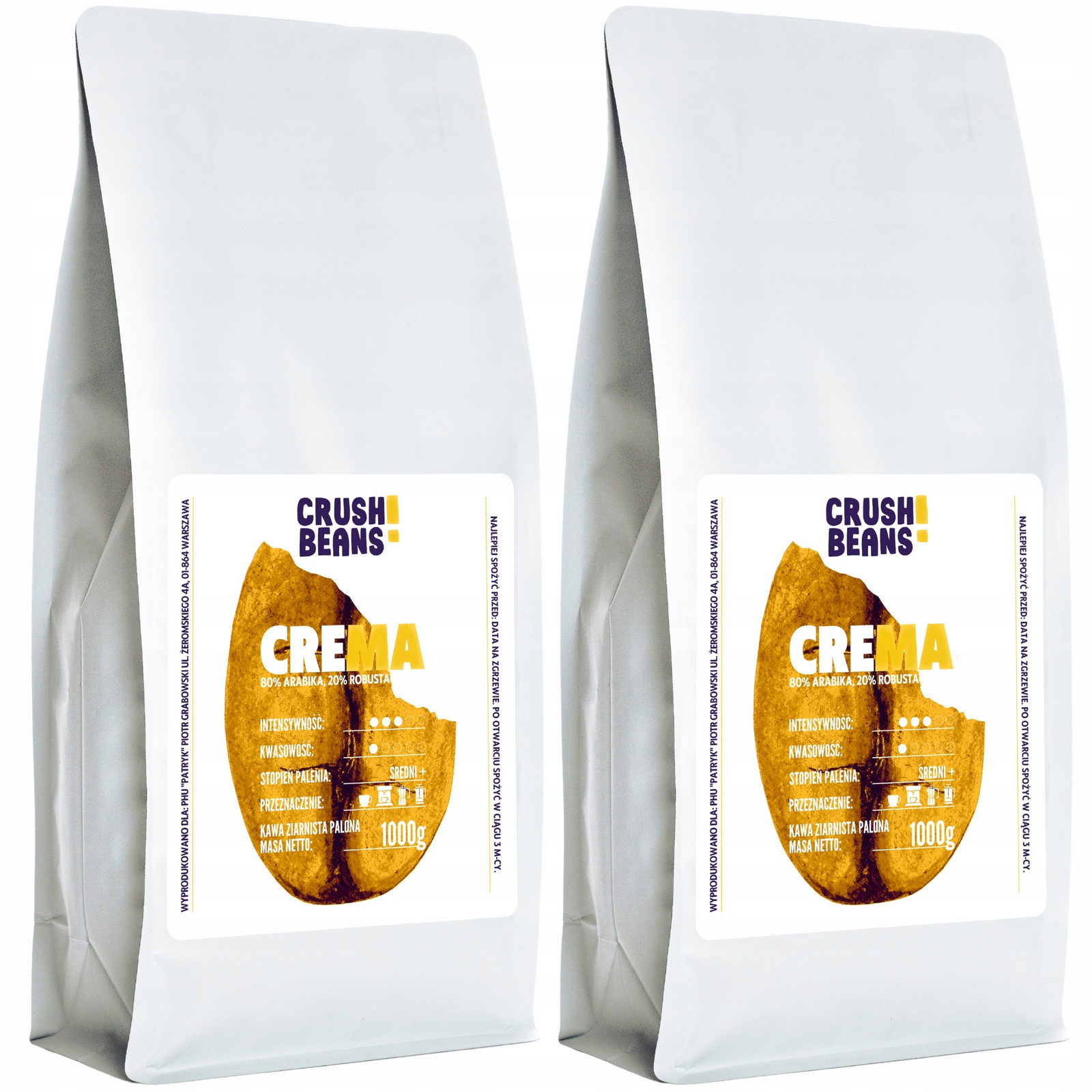 Zrnková káva 2kg Crema Crush Beans Set