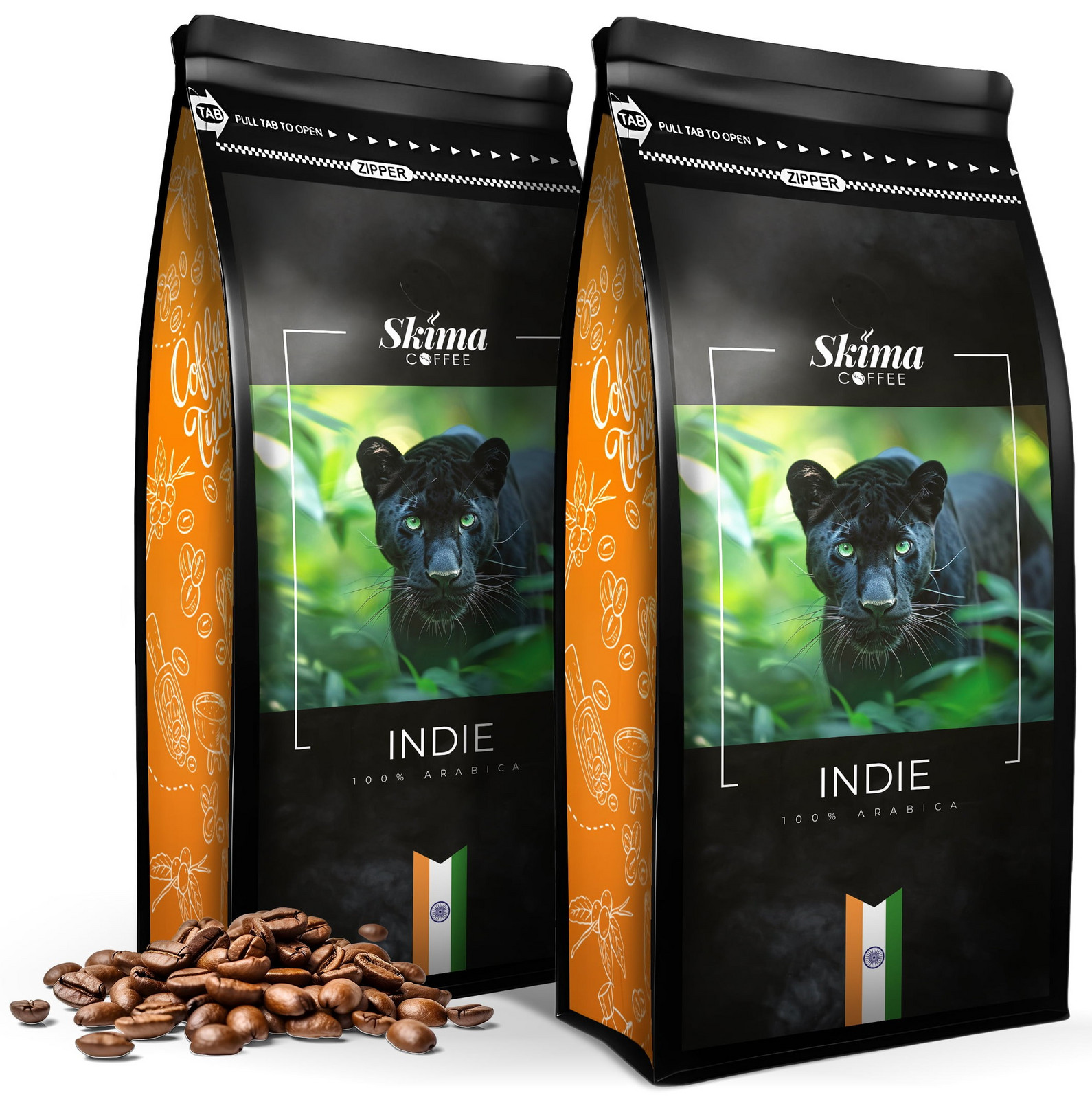 Káva zrnková 2x1 kg Indie 100% Arabica Čerstvě pražená do kávovaru Dárek