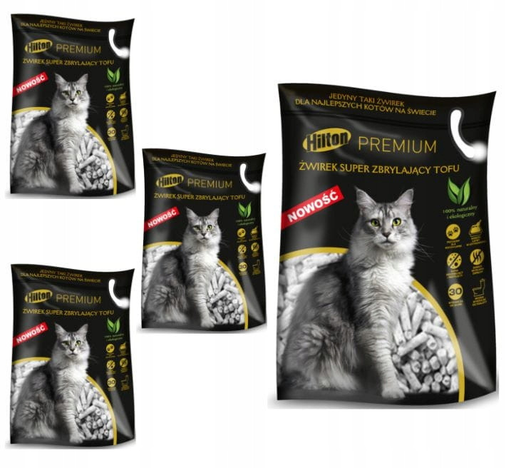 Hilton Stelivo Hrudkující štěrk Tofu pro kočky biologicky odbouratelné 4x2,5kg