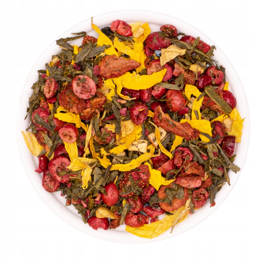 Čaj Zelený Listový Jahoda Brusinky Jablko Pavo Teaverso 500G