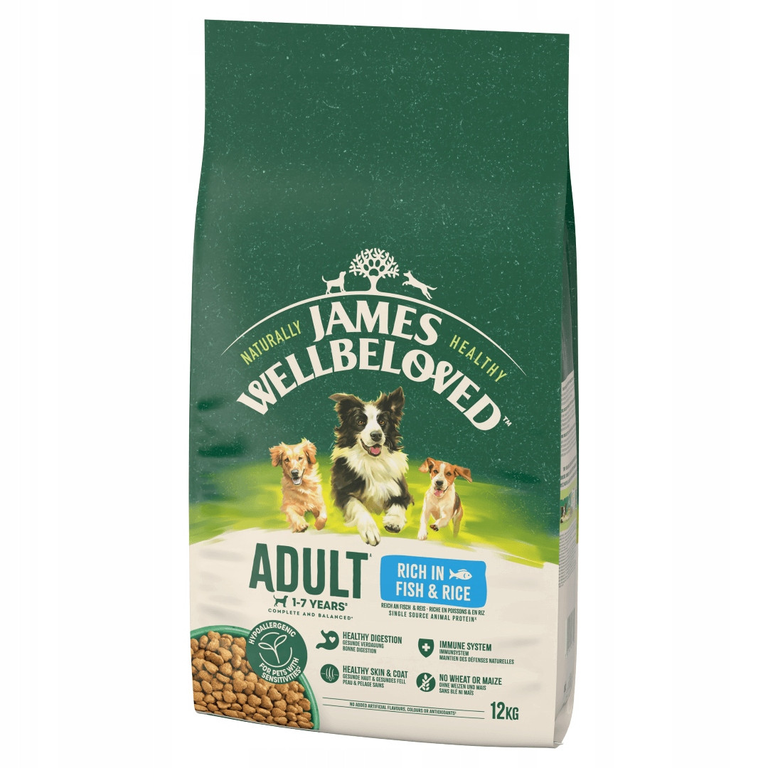 James Wellbeloved Adult Dog Hypoallergenic ryby & rýže - 12 kg