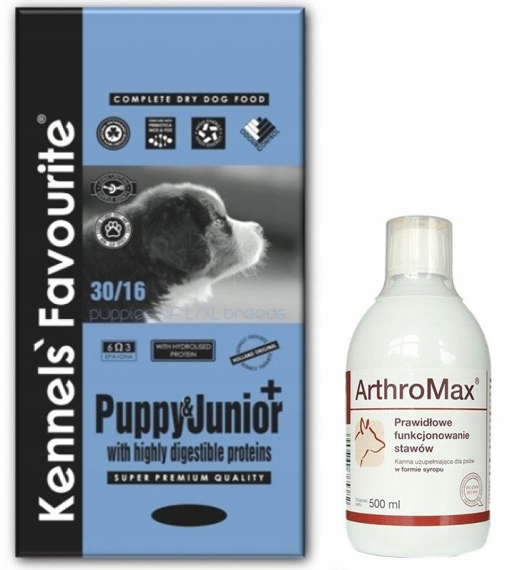 Kennels Puppy Junior Plus 20 kg Suché Krmivo Štěně Arthromax 500 ml