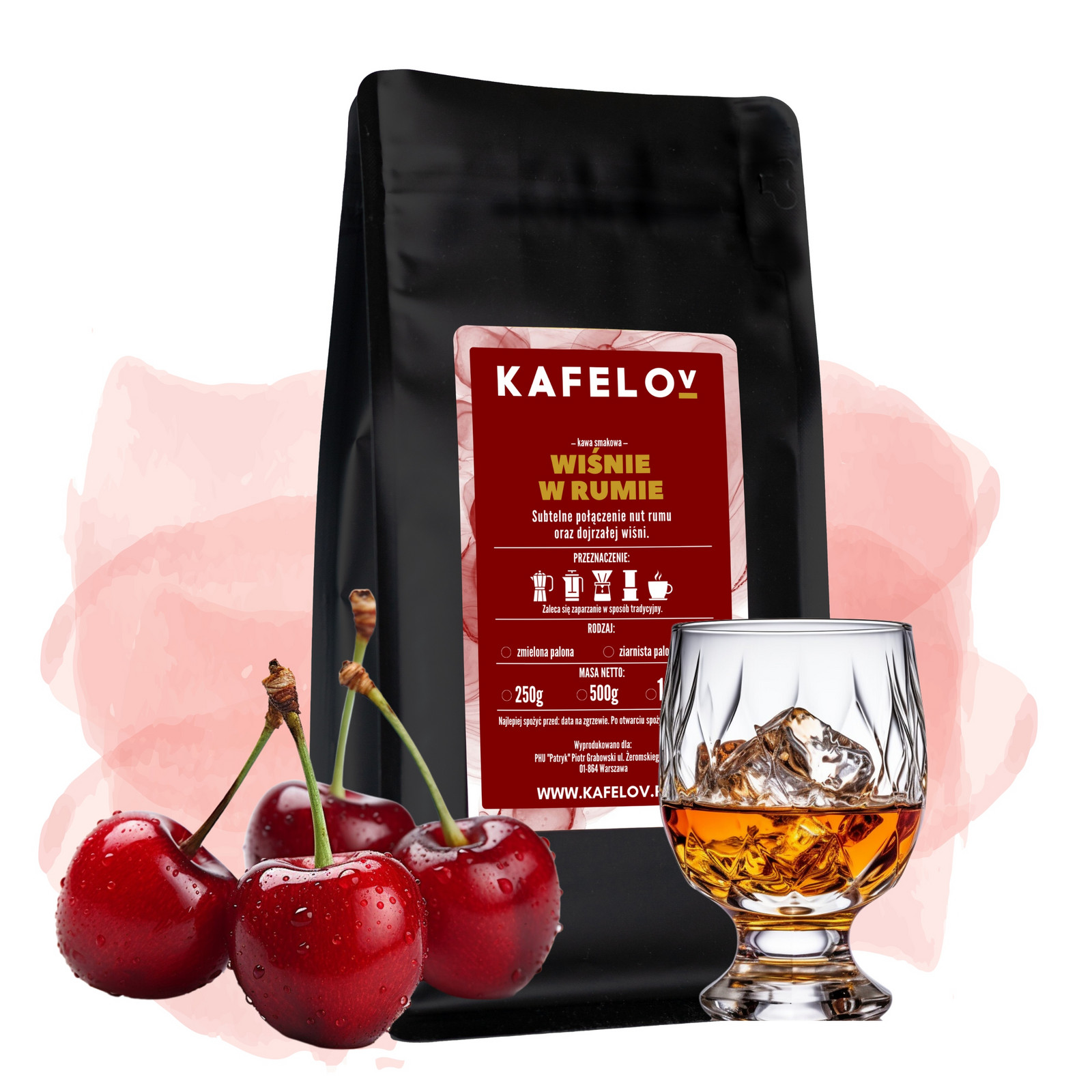 Káva Kafelov ochucená Wiśnie W Rumie 1000g mletá