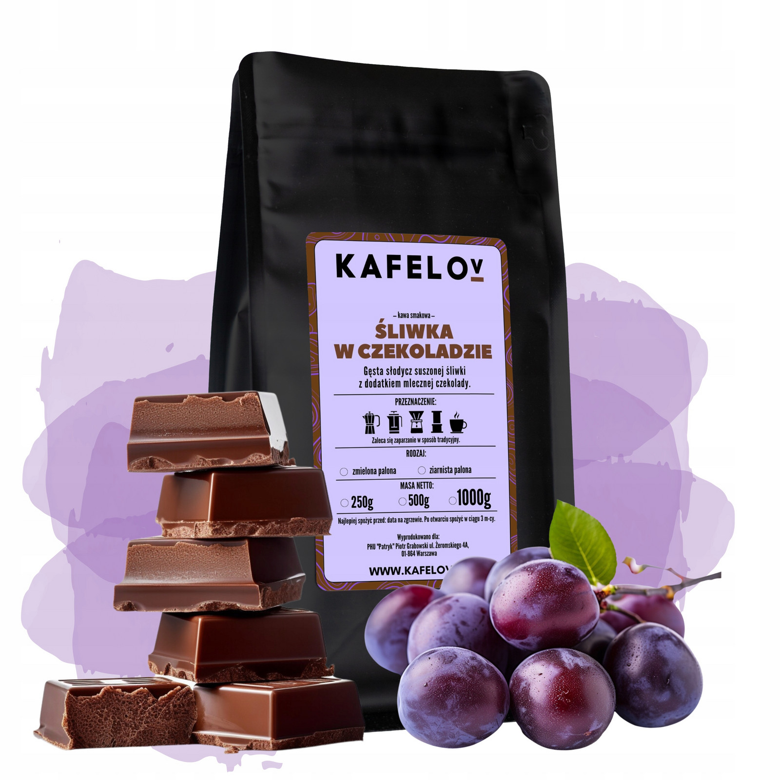 Káva Kafelov Sliwka V Čokoládě 1000g mletá