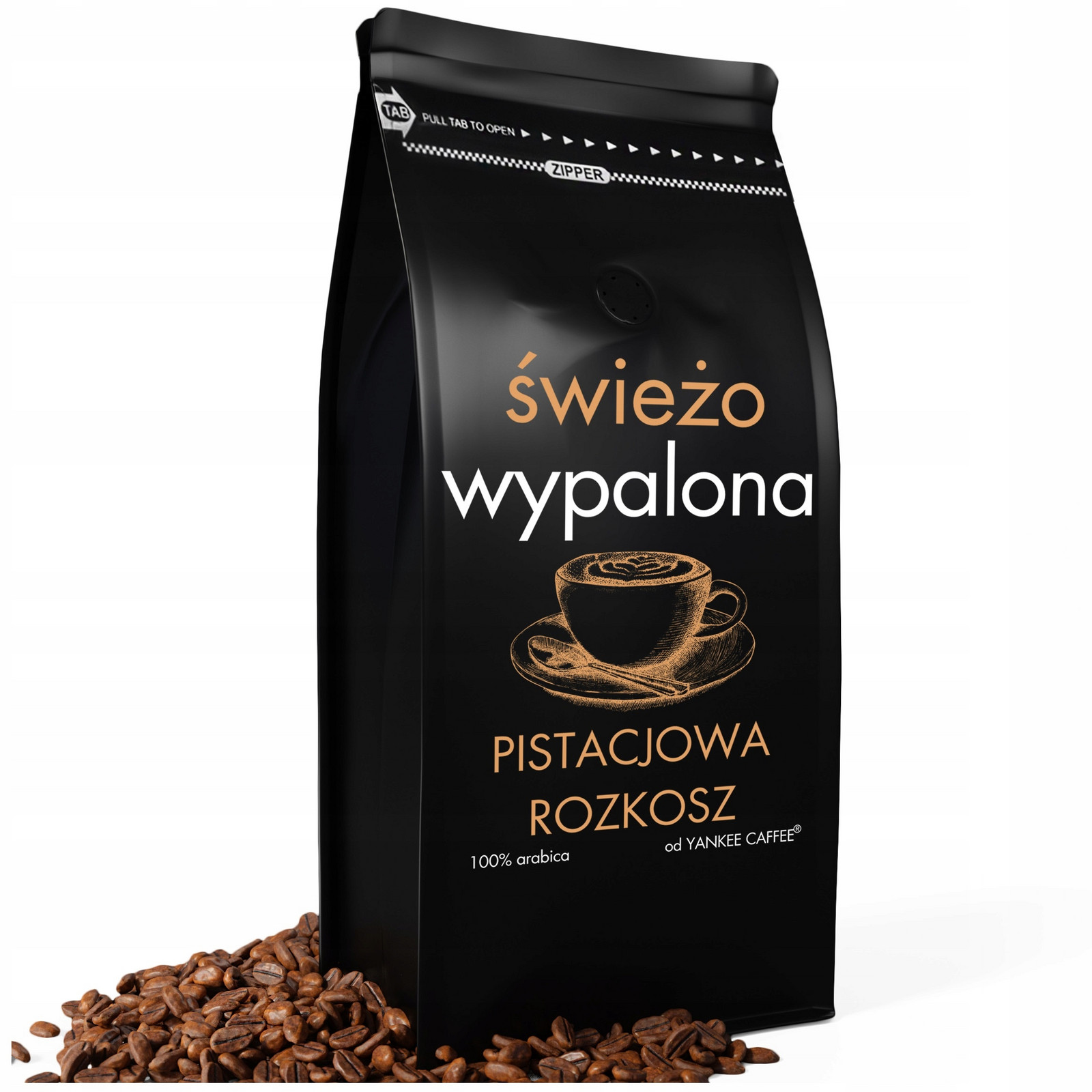 Káva zrnková 1kg Čerstvě Pražená 100% Arabica ochucená Pistáciová