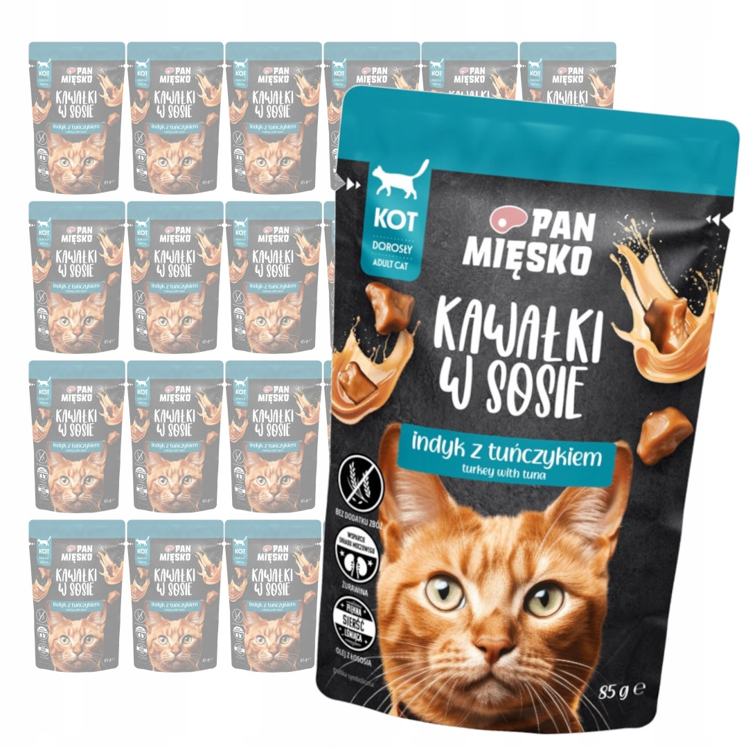 Pan Mięsko Mokré Krmivo Pro Kočky 24x85 g Kousky v omáčce Krůta s tuňákem