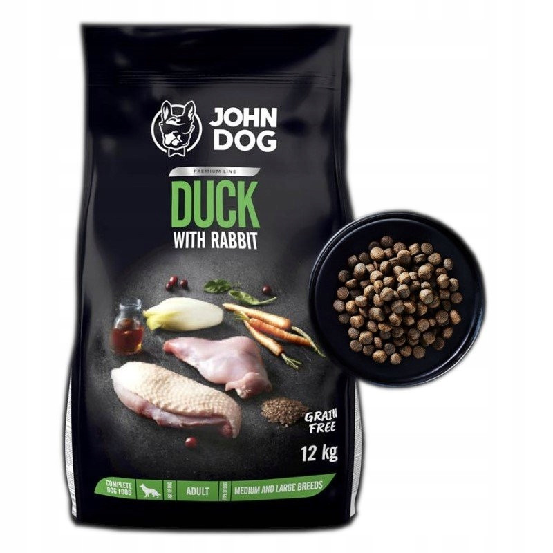 John Dog Suché Krmivo Pro Psy Kachna Králík 12kg