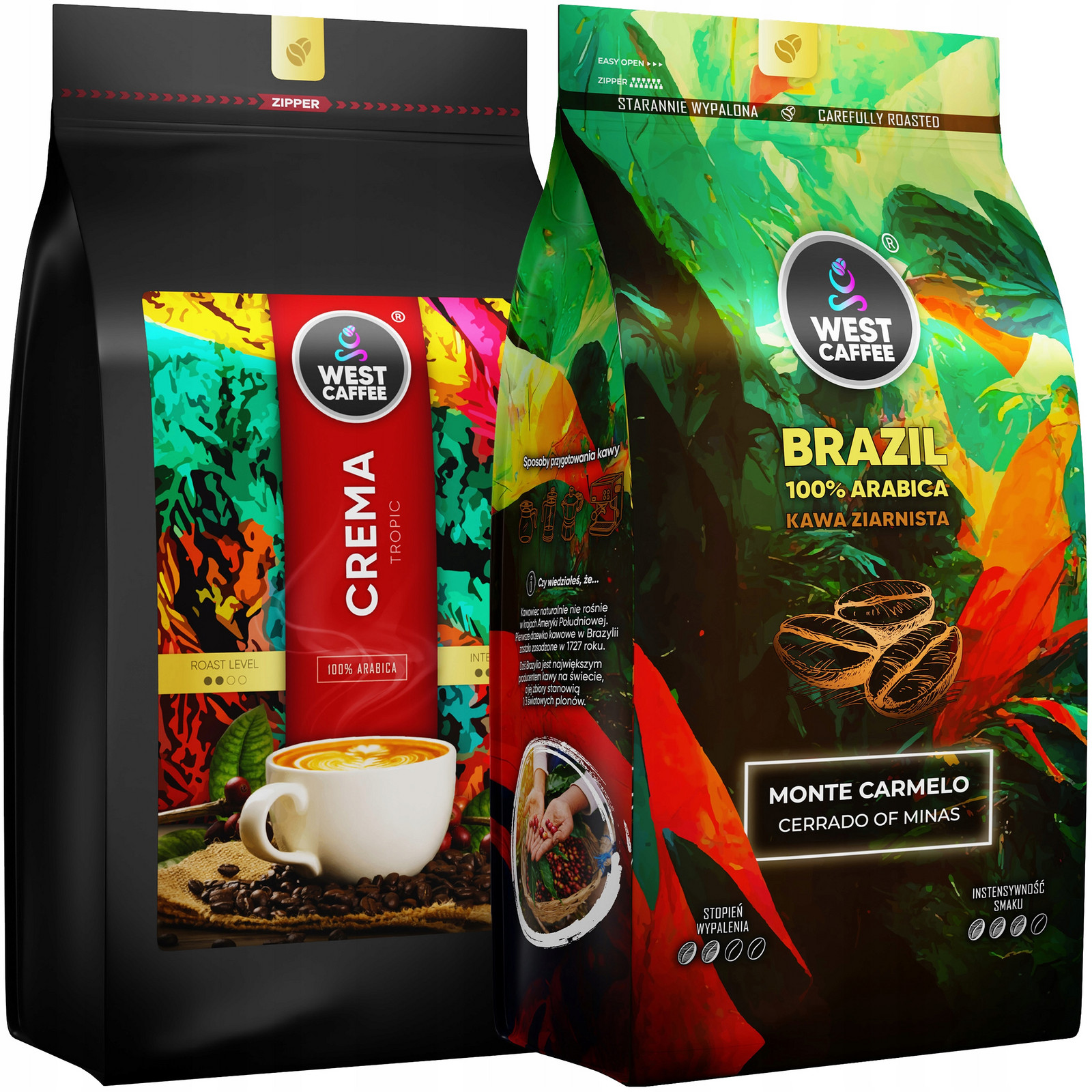 Káva Zrnková Set 2KG Crema Brazil 100% Arabica Čerstvě Vypálená