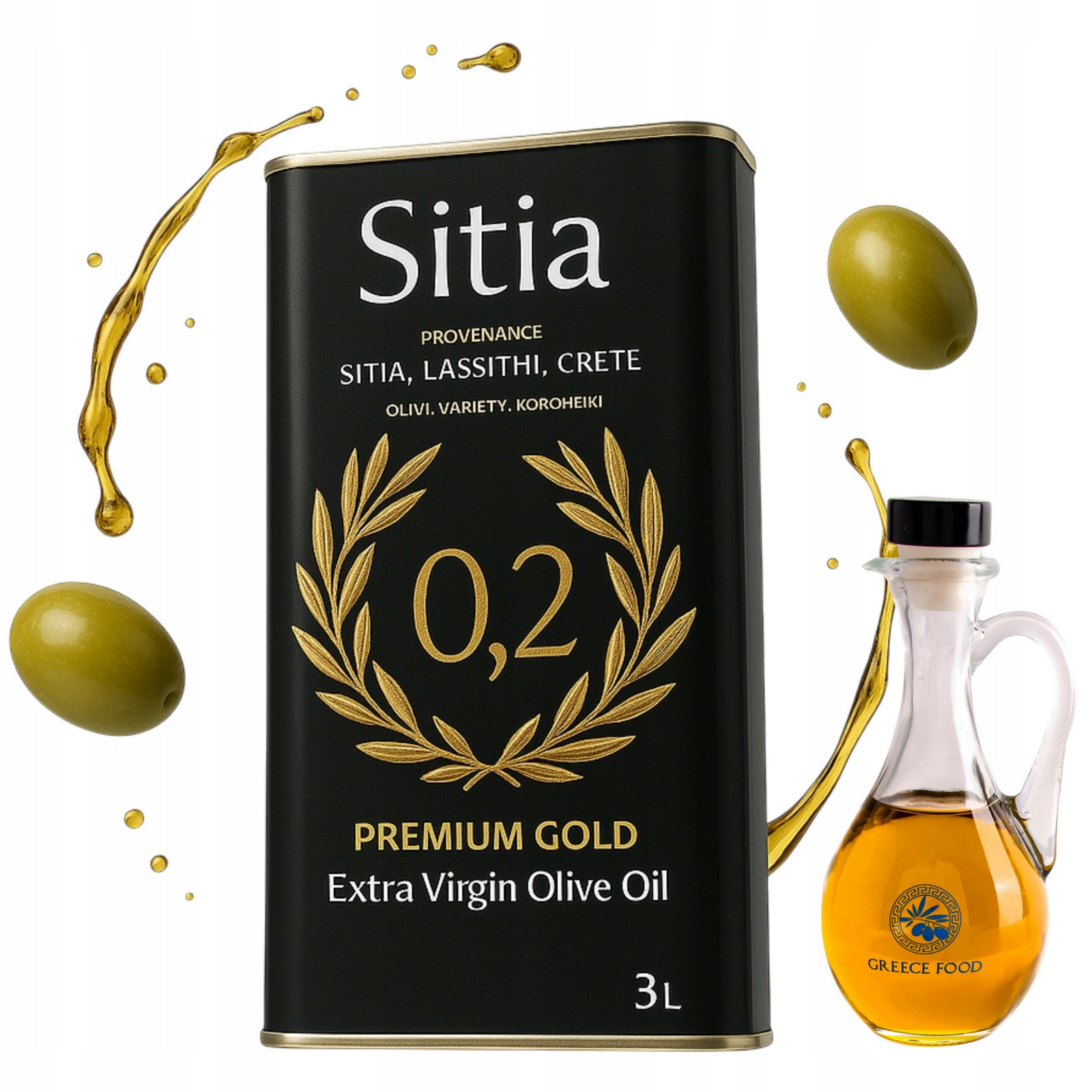 Extra Panenský Olivový Olej Řecká Sitia Premium 3 L Skleněná Láhev 250 ML