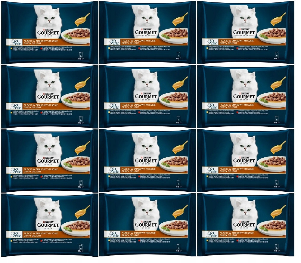 Purina Gourmet Perle krmivo pro kočky filetky v chutné omáčce 48x85g