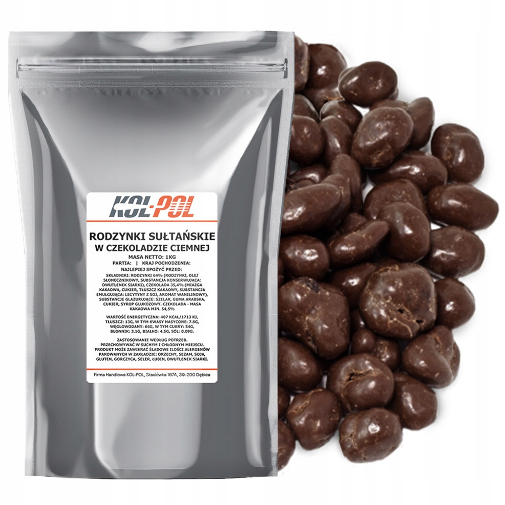 Rozinky v Hořké čokoládě 1kg Rozinky sultánky kvalita Kol-Pol