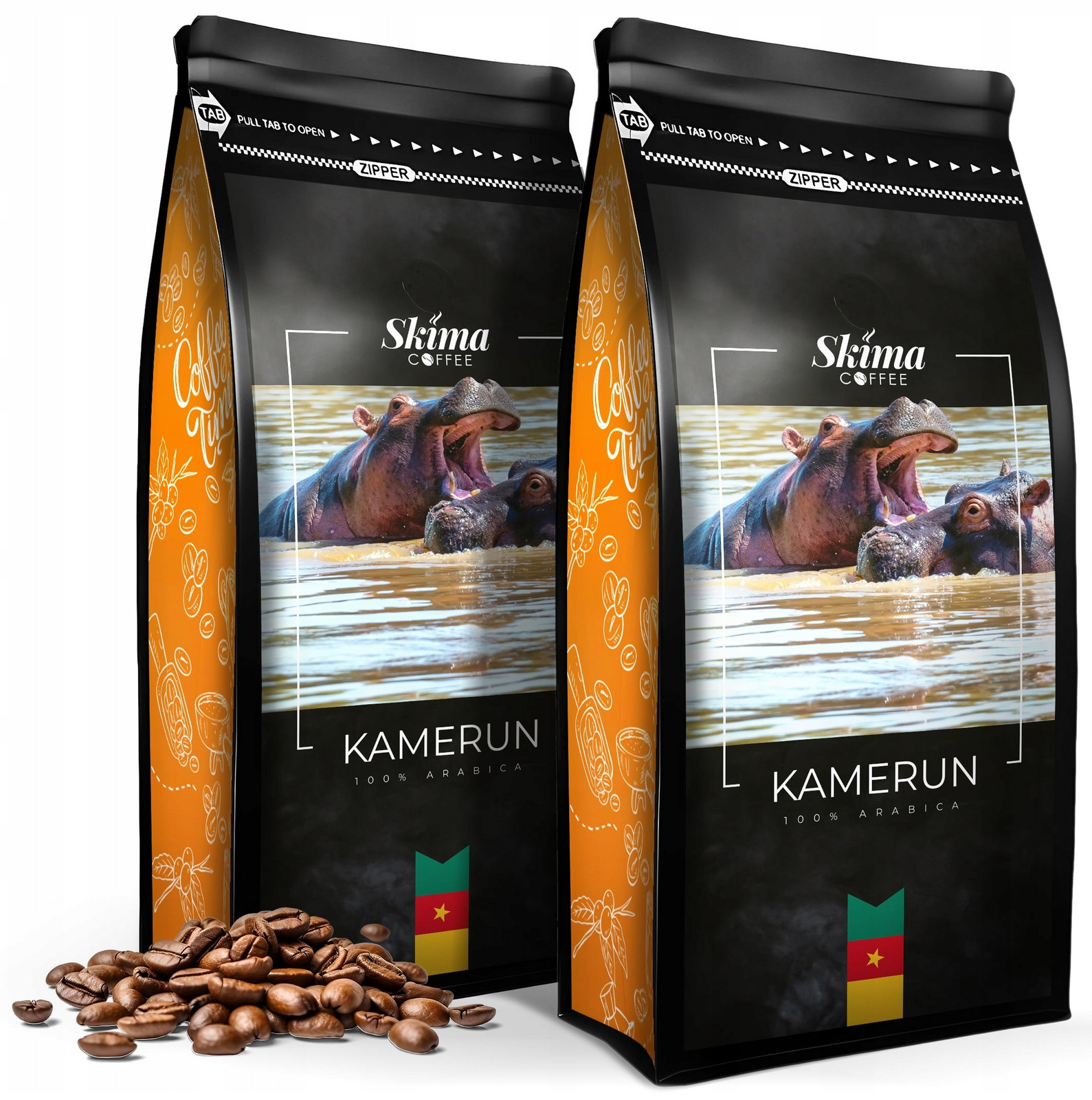 Káva zrnková 2x1kg Kamerun 100% Arabica Čerstvě pražená do kávovaru +dárek