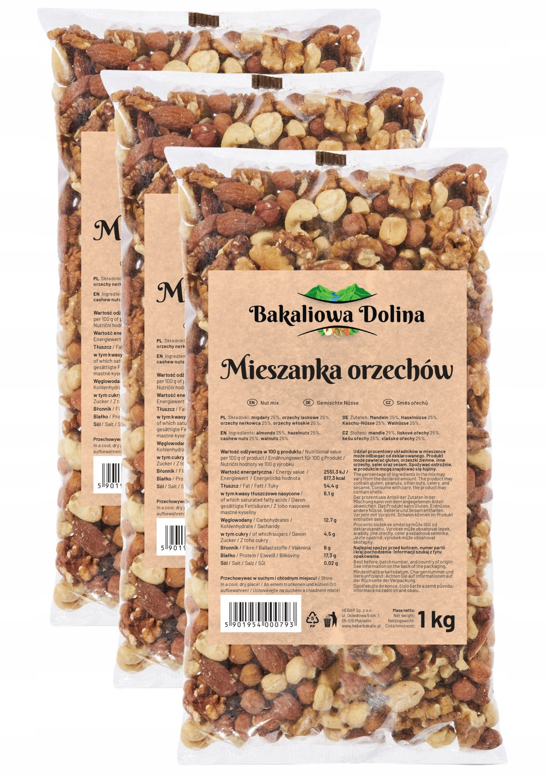 Směs Ořechů 3 kg Premium Čerstvé Vysoká Kvalita MIX Bakalie Čerstvé
