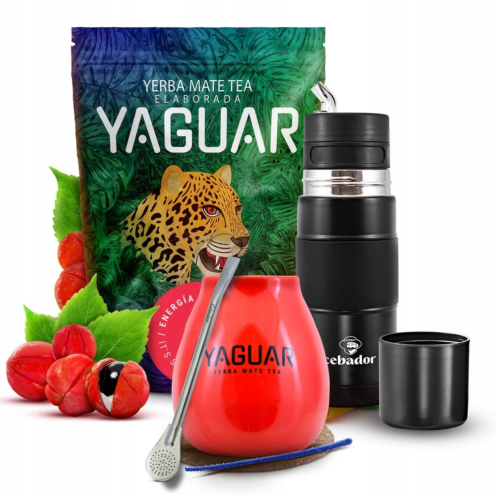 Set Yerba Mate Yaguar Energie Yerbomos X Cebador 500g 0,5kg