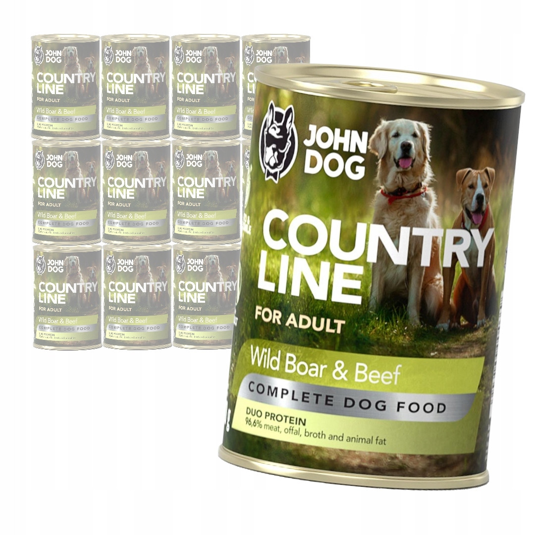 John Dog Country Line Bezobilné Vlhké Krmivo Pro Psa Divoké Hovězí Maso 12x400g
