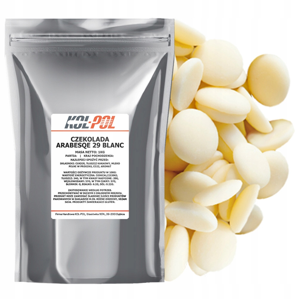 Čokoláda belgická 29% bílá 1kg Fontann fondue Kol-Pol