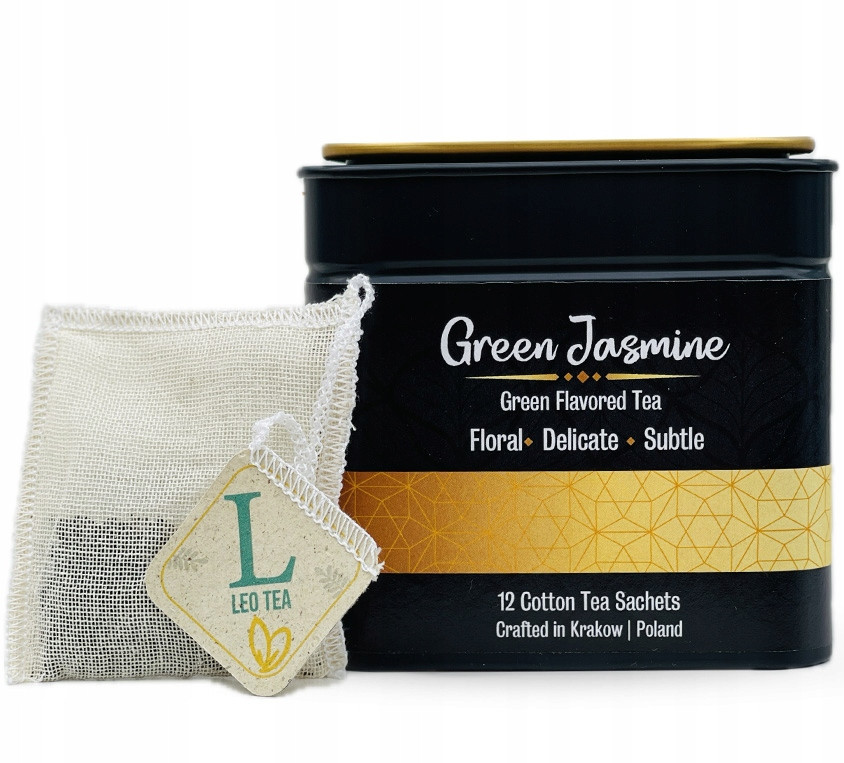 Čaj Jasmínové Bavlněné sáčky Obšité v Kovové dóze Kabelky