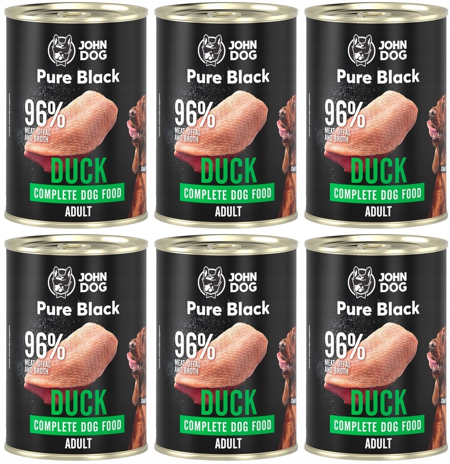 John Dog Pure Black Adult Duck 6 plechovek 400 g