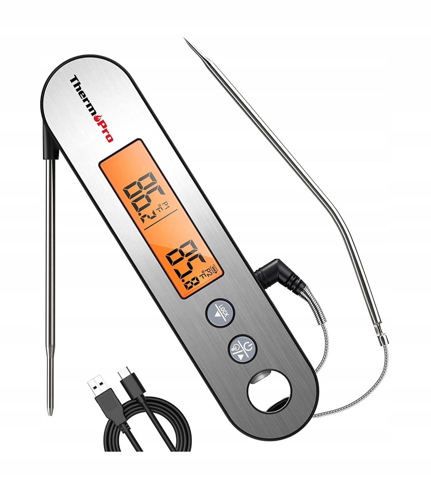 Potravinářský teploměr 2 sondami ThermoPro TP-610