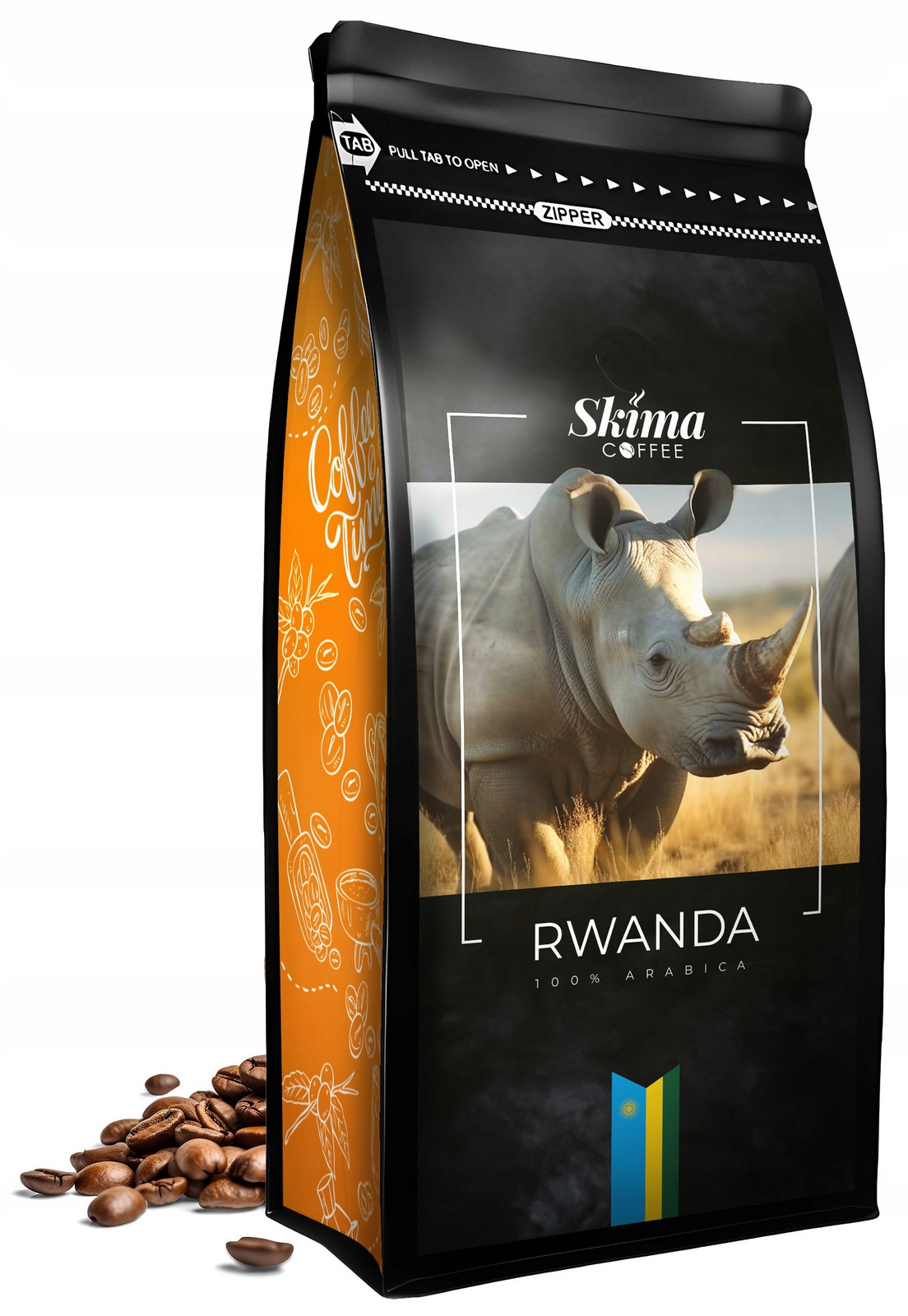Káva zrnková 1 kg Rwanda 100% Arabica Čerstvě pražená do kávovaru Dárek