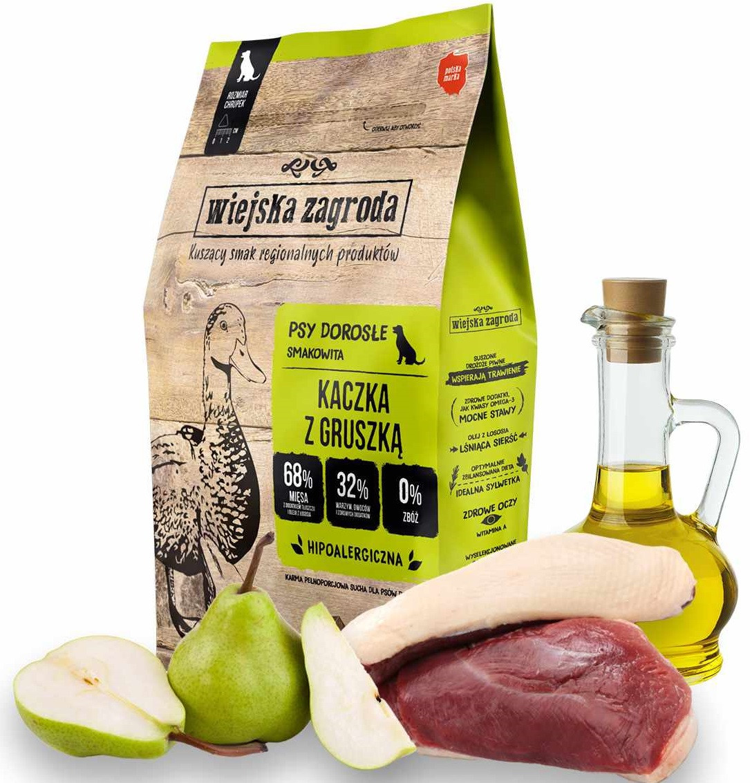 Wiejska Zagroda Kachna s Hruškou 9kg pro psy křupky M