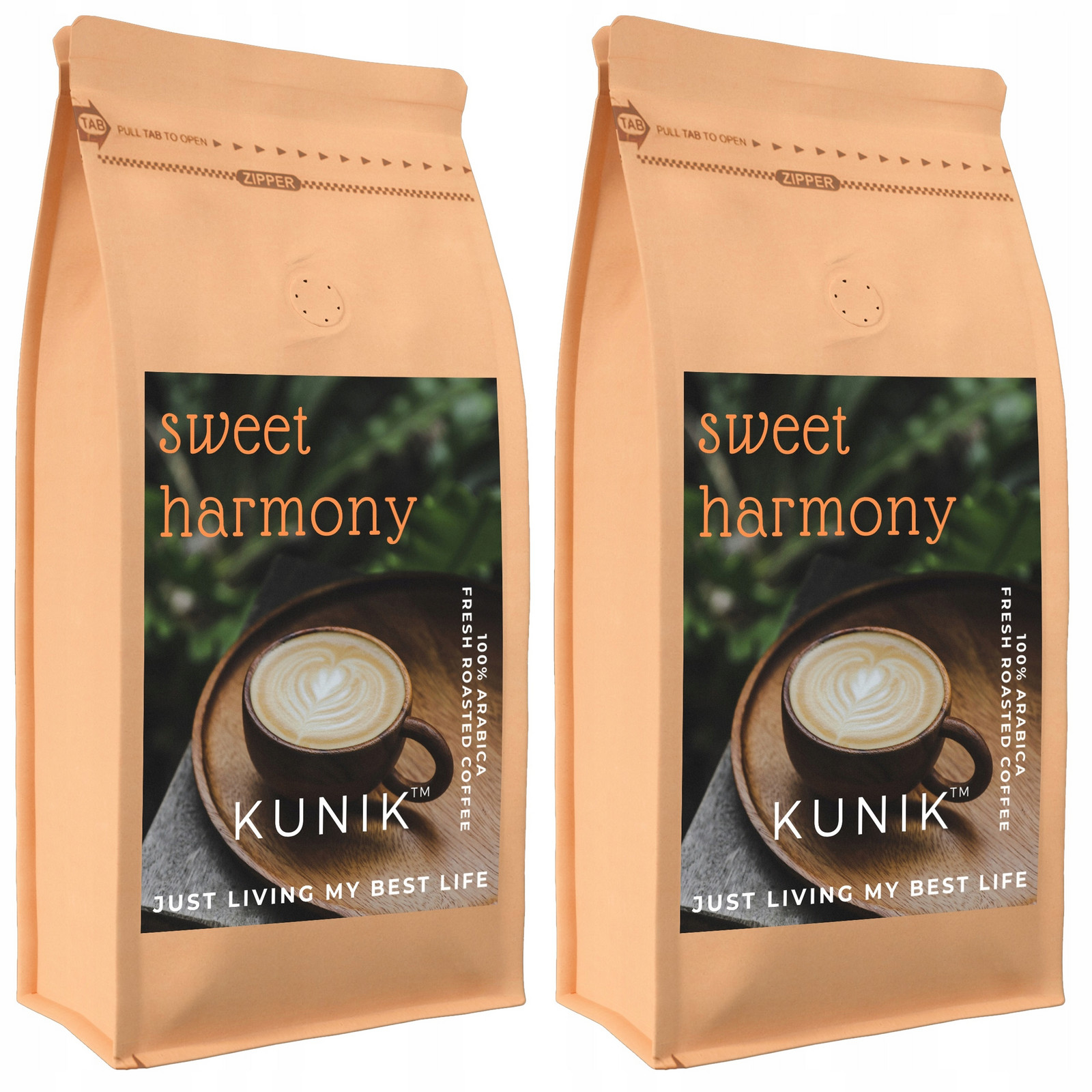 Káva zrnková 2kg Čerstvě Pražená 100% Arabica Sweet Harmony (2x1kg)