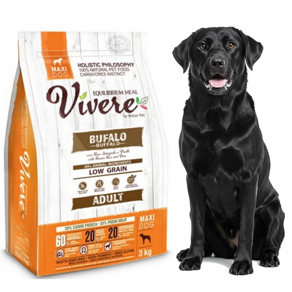 Monoproteinové Krmivo pro velká plemena buvolů Vivere Dog Maxi Adult Buffalo 3 kg