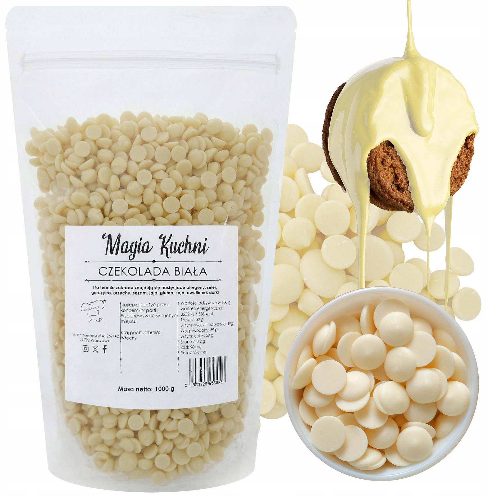 Čokoláda Bílá 1kg Italská 32% Lahodná