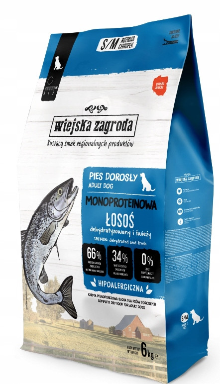 Wiejska Zagroda Krmivo pro psa Monoproteinová lososová 6 kg
