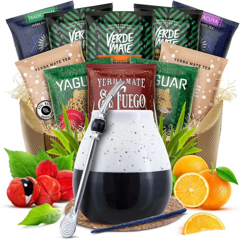 Dárková sada Yerba Mate tykev Caballo bombilla cca 350ml 10x50g