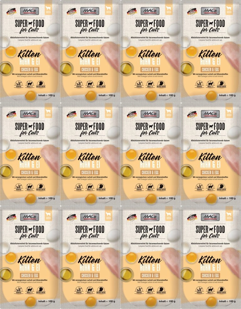 MAC's Cat kapsička Kitten Kuřecí vejce 12 sáčků 100 g