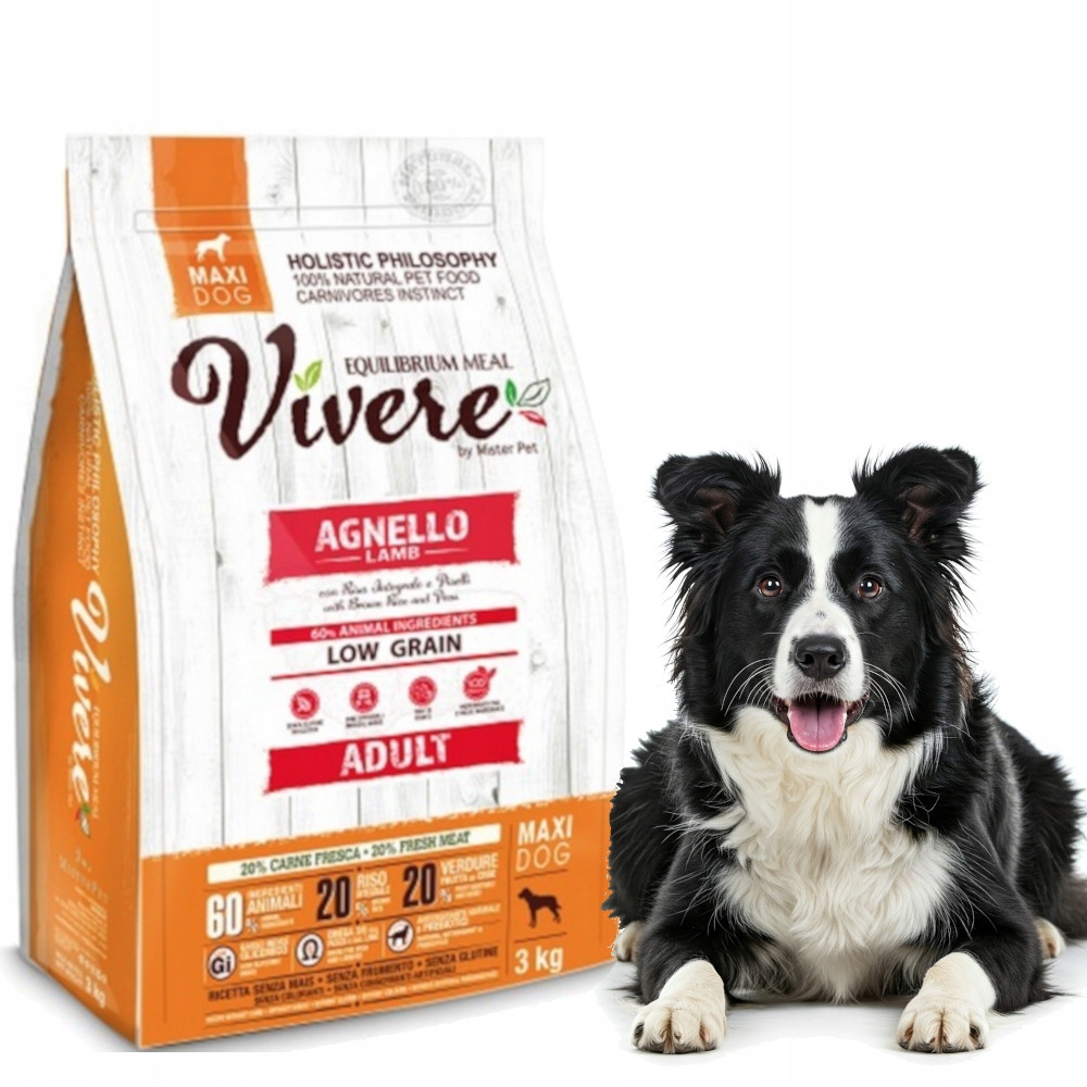 Monoproteinové Krmivo pro velká plemena Jehněčí maso Vivere Dog Maxi Lamb 3kg