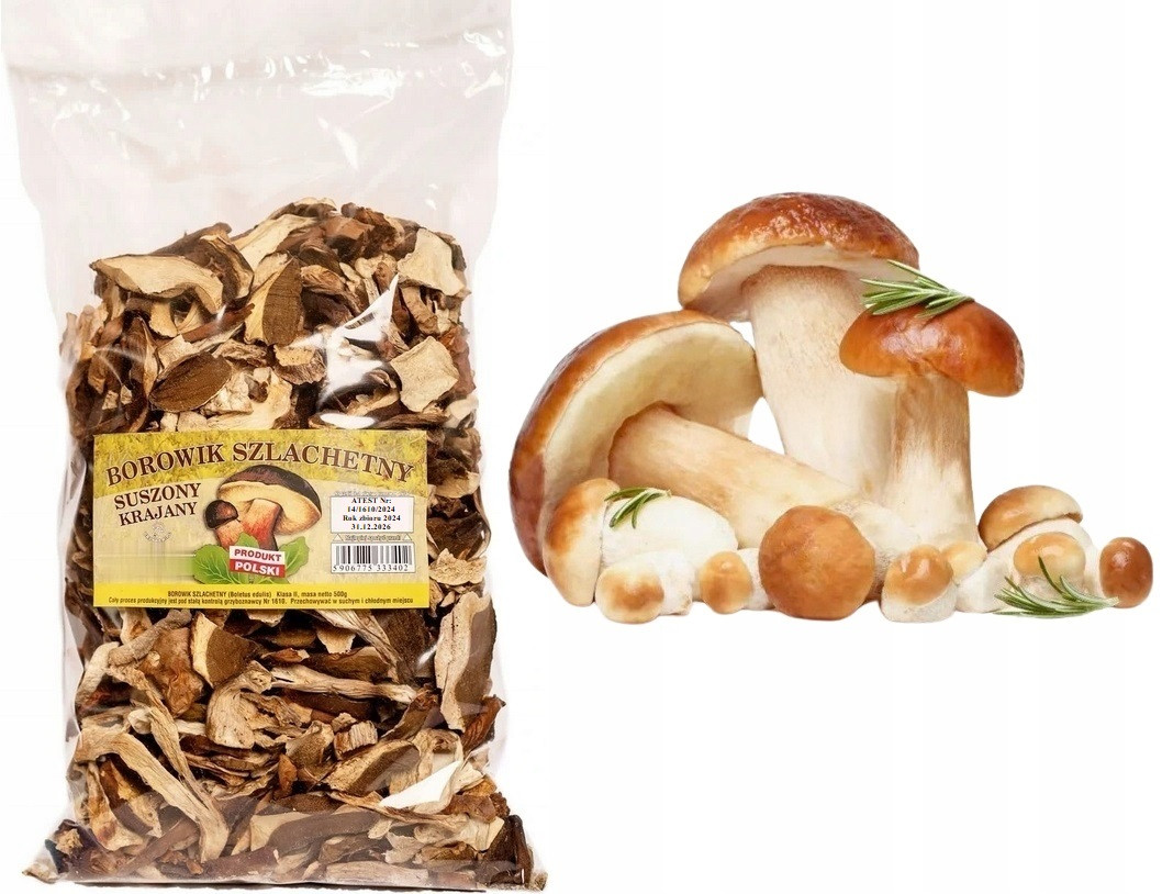 Hříbek pravý Krájený 500g Polský Atest 2024 Nová Sklizeň sušené houby