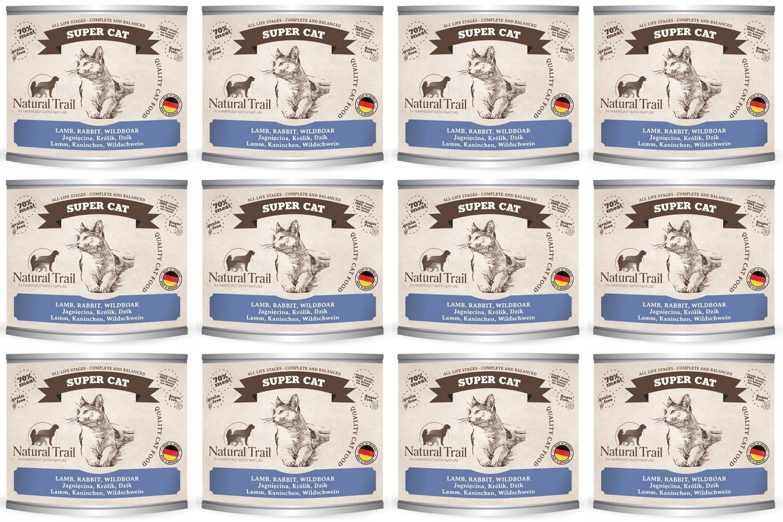 Natural Trail Cat Lamb, Rabbit, Wildboar 12 x 200 g