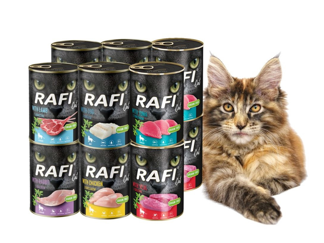 Rafi mokré krmivo pro kočky mix chutí 12x400g Bezobilná Dolina Noteci