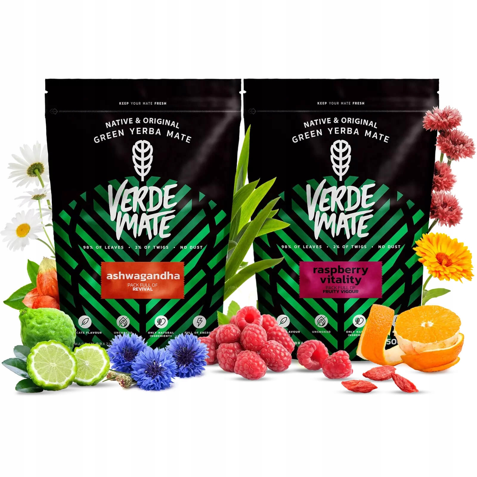 Yerba Verde Mate Ashwagandha Raspberry ovoce 1kg