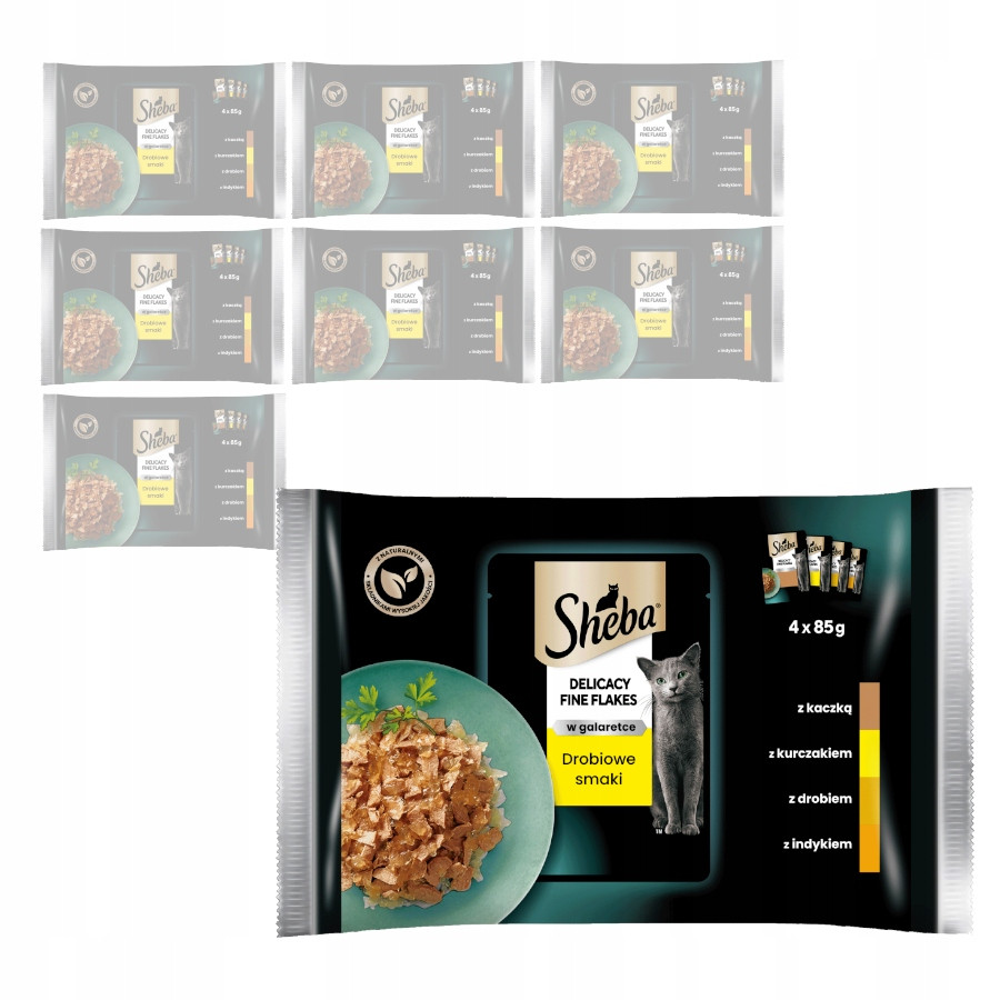 Sheba Delicacy Fine Flakes 32x85g Drůbeží příchutě V želé Krmivo Pro Kočky