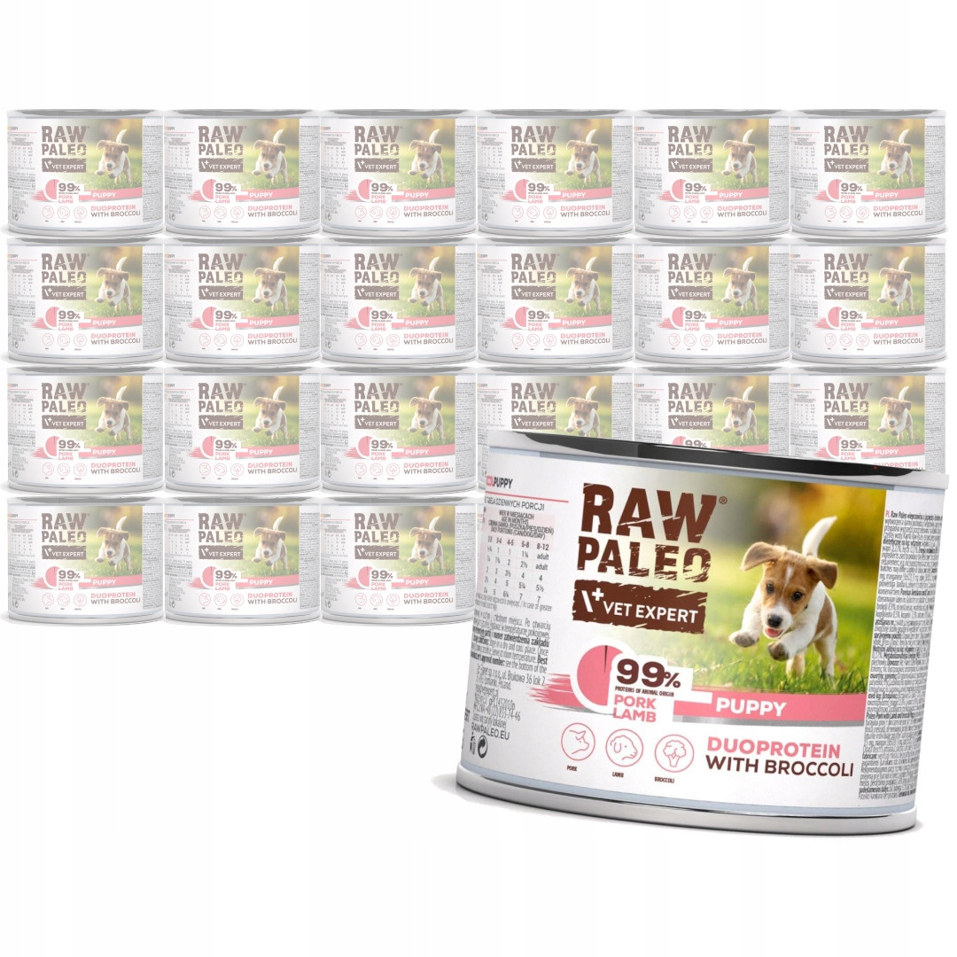 Raw Paleo Puppy Duo 24x200g Mokré Krmivo Štěňat Vepřové jehněčí