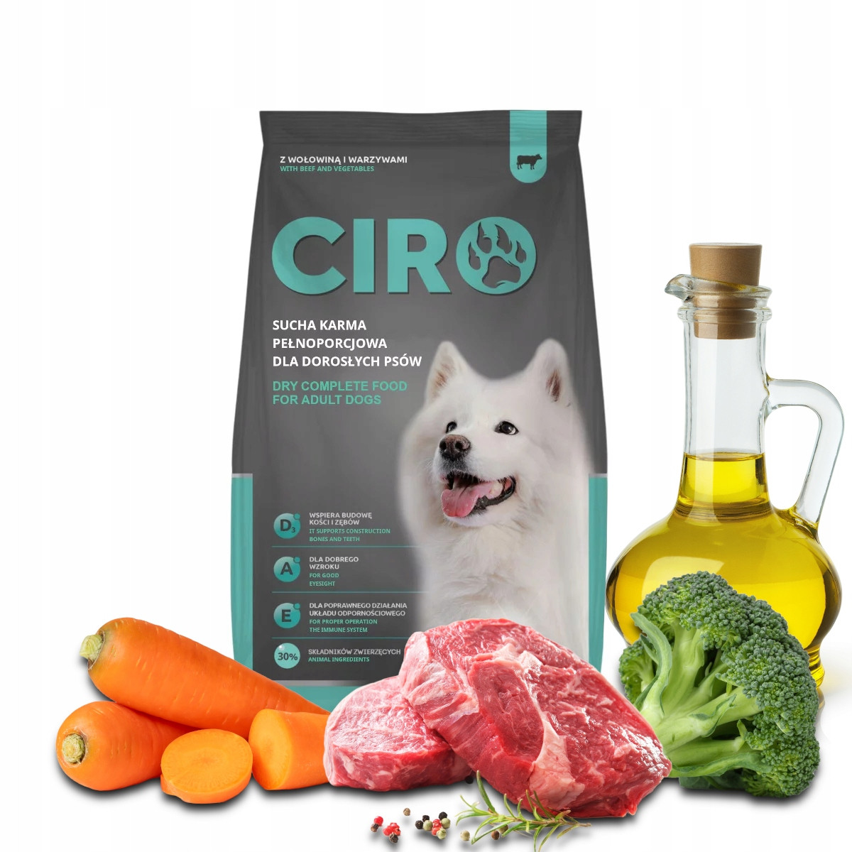 Suché krmivo pro dospělé psy Ciro Hovězí maso 10 kg 2 tyčinky Alpha Spirit