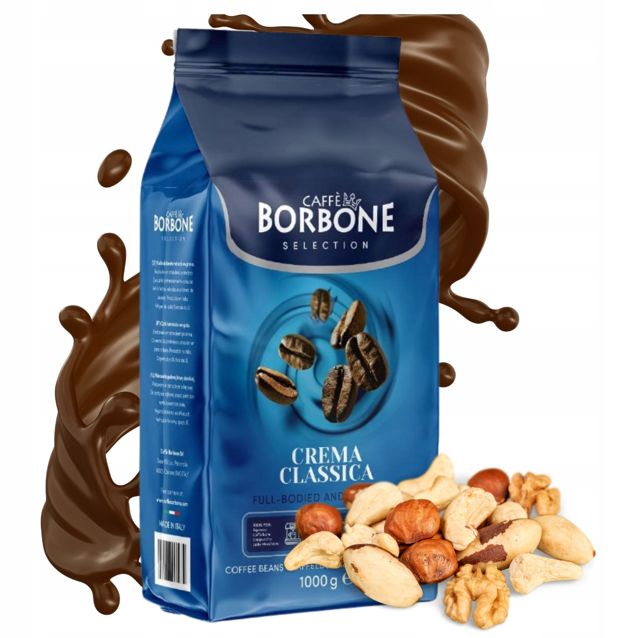 Káva zrnková Borbone Crema Classica 1000g s oříškovou čokoládovou příchutí