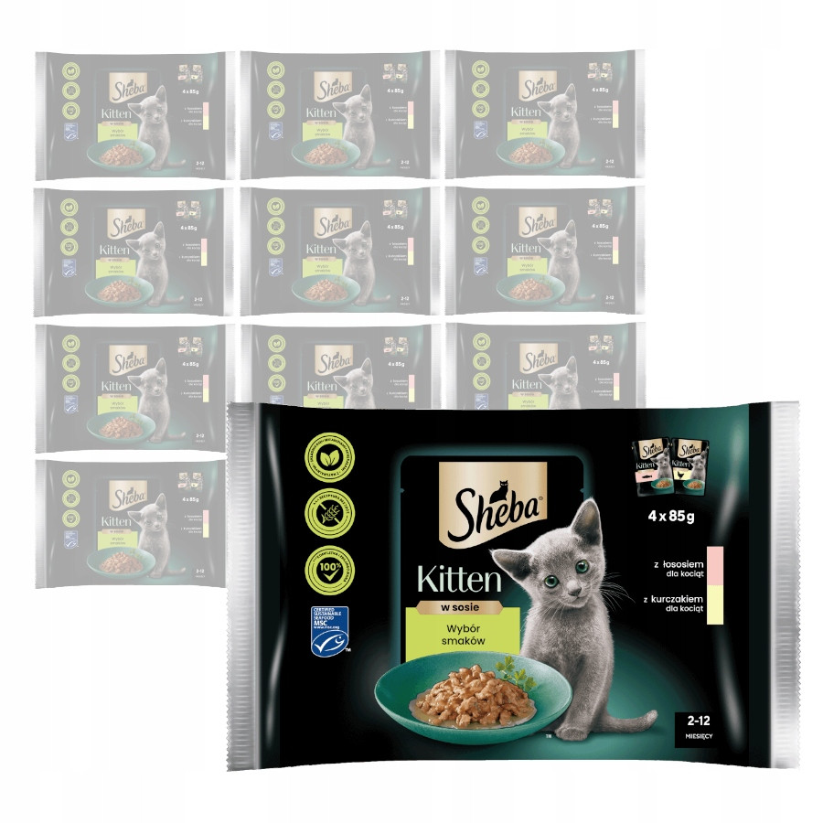 Sheba Kitten 52x85g Vlhké Krmivo pro koťata v omáčce s lososem a kuřecím masem